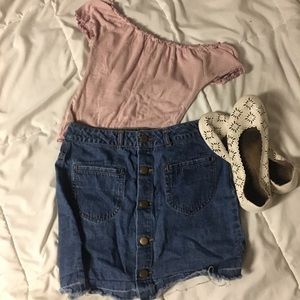 High waisted jean skirt